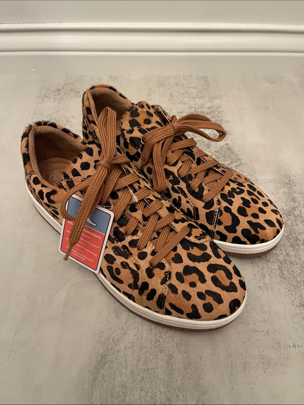 Aetrex Blake Leopard Print Lace-Up Orthotic Women's Sneakers